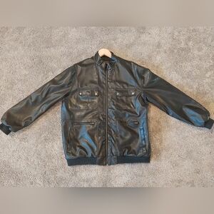 Ministry of Fashion Men's Sleek Black Faux Leather Jacket XXL